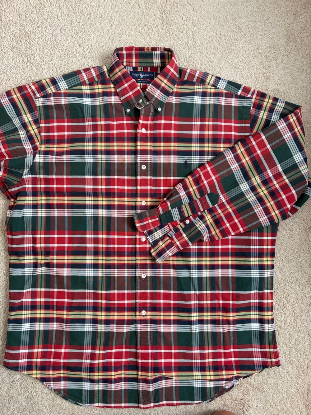 Ralph Lauren Men's Long Sleeve Multicolor Plaid Button Down Shirt Size Large